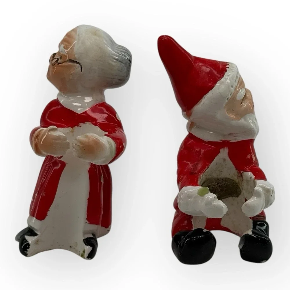 VTG 1950s–1960s Neidco Japan Santa & Mrs Claus Candle Climbers Figurines‎ Kitsch